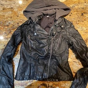 Free People Faux Leather hooded Jacket